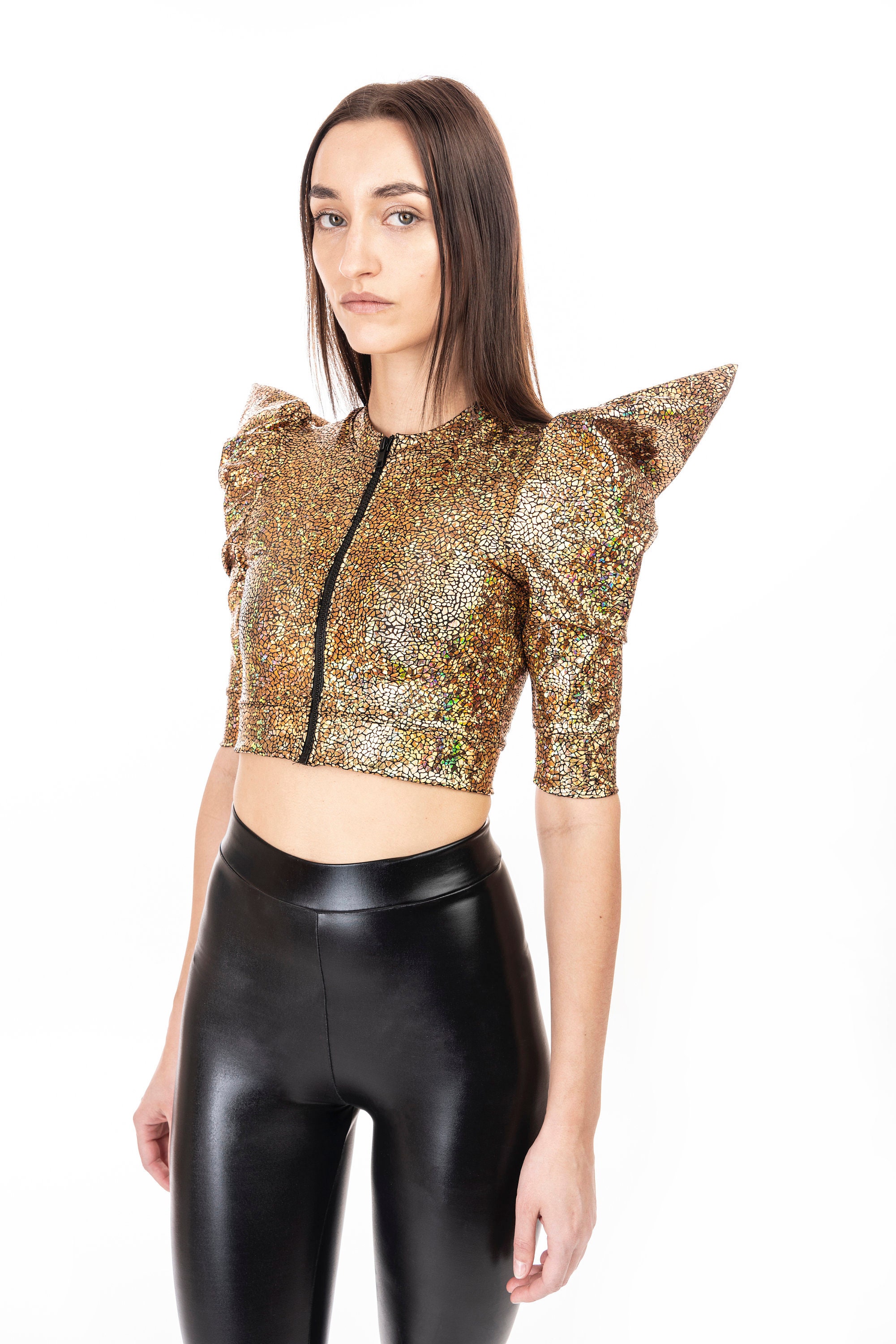 gold cropped jacket
