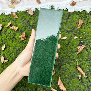 Azulejos Cerámicos de Hielo Craquelado 60x200mm - Azulejos Brillo Verde Esmeralda