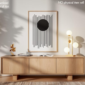 Black and White Minimalist Wall Art Printable, Digital Download Art, Abstract Circle Printable, Living Room Wall Decor, Downloadable Poster