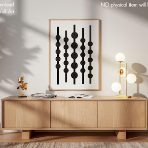 Black and White Line Wall Art Print, Minimal Abstract Geometric Line Circle Art, Printable Home Room Wall Decor, Instant Digital Download
