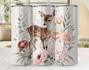 Baby Deer Fawn Watercolor Tumbler Wrap (Digital File)