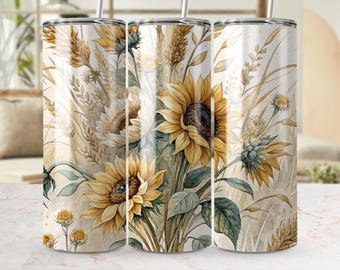 Bukiet słoneczników w akwareli, wydruk cyfrowy, rustykalny wystrój domu (pobranie cyfrowe)