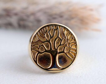 Handmade Brass Tree of Life Ring – Unisex Adjustable Jewelry