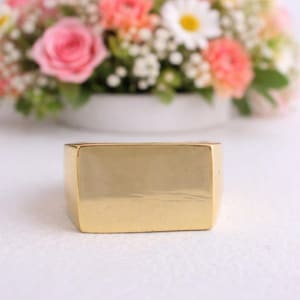 Handmade Brass Rectangle Ring – Bold Geometric Statement Band, Minimalist Wide Ring, Unisex Adjustable Jewelry, Modern Artisan Gift