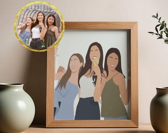 Ritratto senza volto personalizzato da foto, arte digitale minimalista (download digitale)