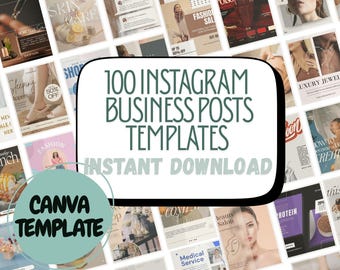 100 modelli aziendali di Instagram / Contenuti modificabili per i social media con Canva (download digitale)