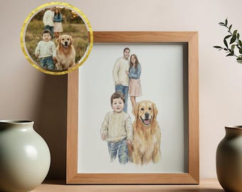 Ritratto dipinto a mano personalizzato da foto, arte digitale minimalista (download digitale)