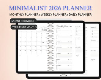 Planner digitale 2026: mensile e settimanale con collegamenti ipertestuali (PDF)
