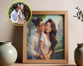 Ritratto personalizzato in stile Disney Pixar da foto, coppia, famiglia, ricordo di animali domestici, ritratti in stile animato, regalo, arte digitale