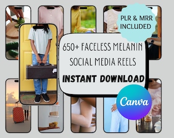 Melanin-rullar för sociala medier | 650+ ansiktslösa Instagram-videor (PLR och MRR)