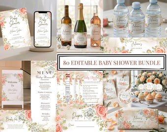 Pacchetto Baby in Bloom Wildflower per Baby Shower: invito modificabile, giochi (download immediato)