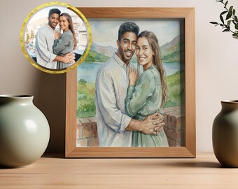 Personligt akvarellporträtt, anpassad familjekonst (digital fil)