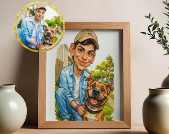 Ritratto caricaturale personalizzato / Regalo divertente con cartone animato (download digitale)