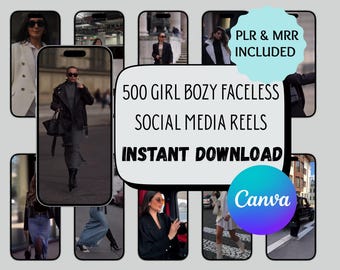 500 Girl Boss Faceless Reels / Contenuto per social media, Canva (download digitale)