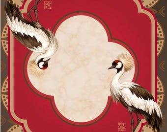 Tapete de mahjong con diseño de grulla coronada