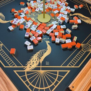 RESERVA ANTICIPADA para principios de agosto - Tapete de mahjong Gatsby Peacock NEGRO imagen 10