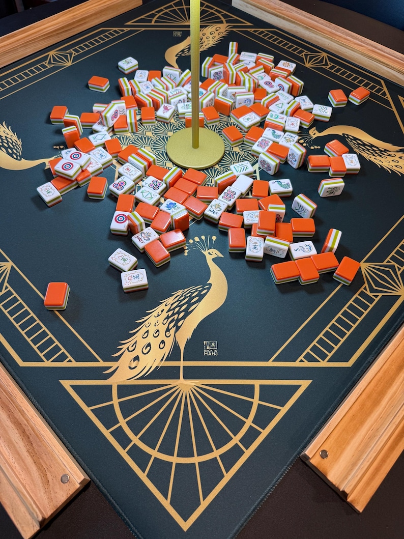 RESERVA ANTICIPADA para principios de agosto - Tapete de mahjong Gatsby Peacock NEGRO imagen 10