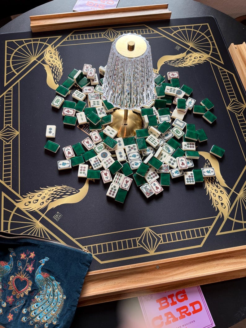 RESERVA ANTICIPADA para principios de agosto - Tapete de mahjong Gatsby Peacock NEGRO imagen 12