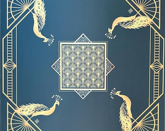 PRE-ORDER for August arrival - EMERALD Art Deco Peacock Mahjong Mat