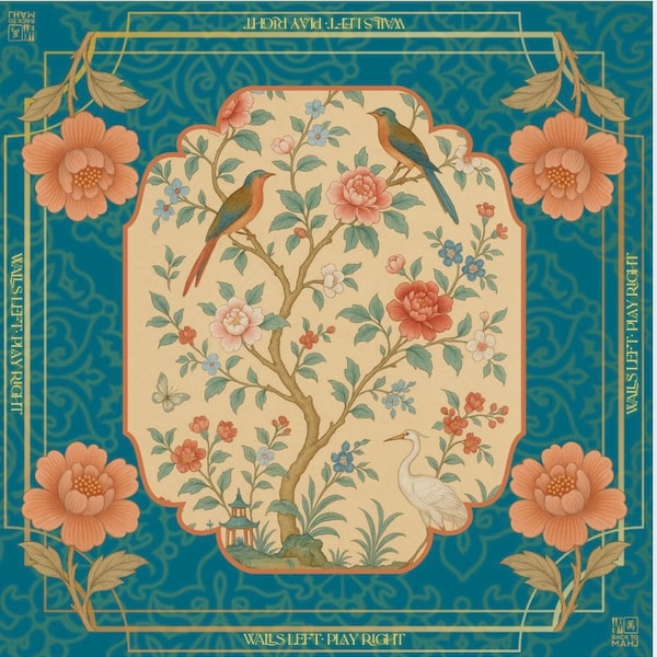 Teal Chinoiserie Mahjong Mat