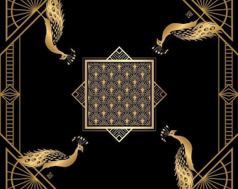 BLACK Gatsby Peacock Mahjong Mat