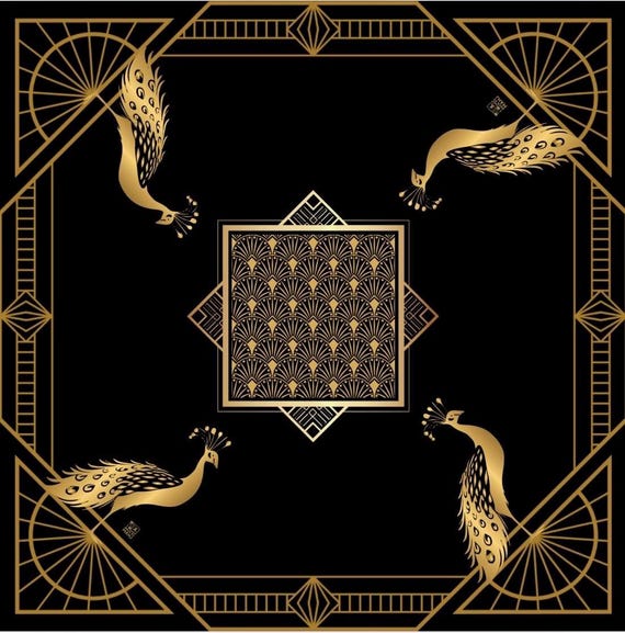 Luxury BLACK Gatsby Peacock Mahjong Mat
