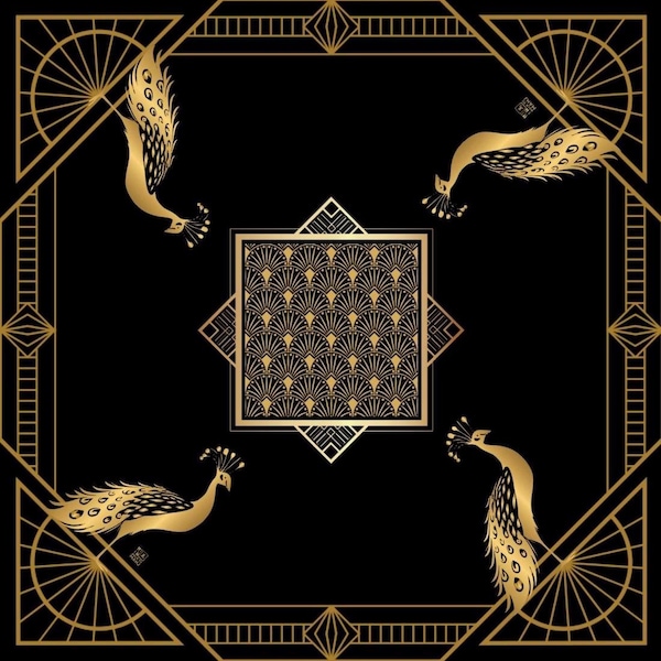 PRE-ORDER for early August - BLACK Gatsby Peacock Mahjong Mat