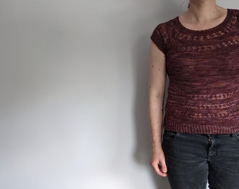 PATTERN lace yoke tee or sweater knitting pattern / lacy top down top knit tutorial /sock yarn lace summer knit pdf