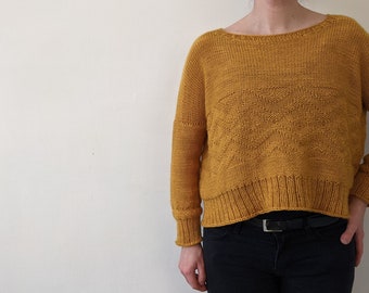 Cropped Geometric Sweater Knitting Pattern PDF - Knit and Purl Textured Oversized Jumper Knit Tutorial