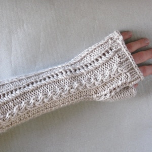 PATTERN Lace and Cable Mitts Knitting Pattern Pdf / Fingerless Mitts Knitting Pattern/ Wristwarmer Knitting Pattern