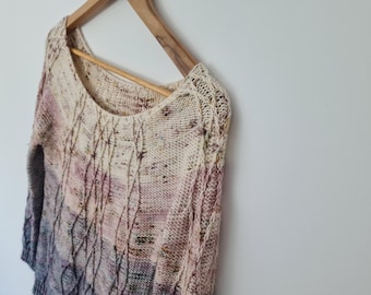 PATTERN cabled sweater knitting pattern / five colour fade knit cable pullover tutorial / modern cabled yoke sweater pdf