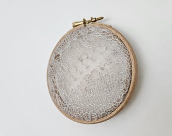 PATTERN Tiny Hoop 2 / knit lace hoop art pattern / knitted lace textile art tutorial / lacy knitting wall decor pattern pdf