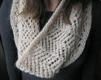 PATTERN Lace Cowl pdf Knitting Pattern / Easy Lace knitting Pattern / Circle Scarf Knitting Pattern