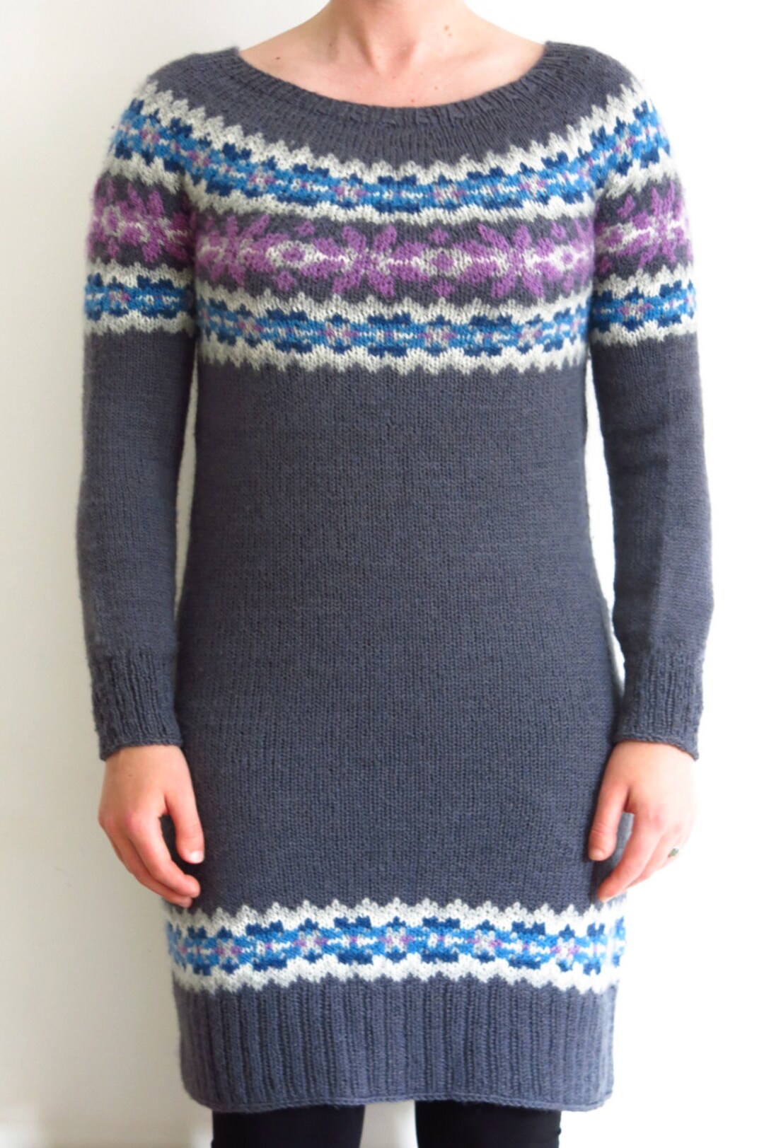 PATTERN Fairisle Sweater Dress Knitting Pattern PDF / Knitted Dress