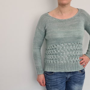 PATTERN aran cabled sweater knitting pattern / oversized cropped worsted sweater tutorial with lacy cables