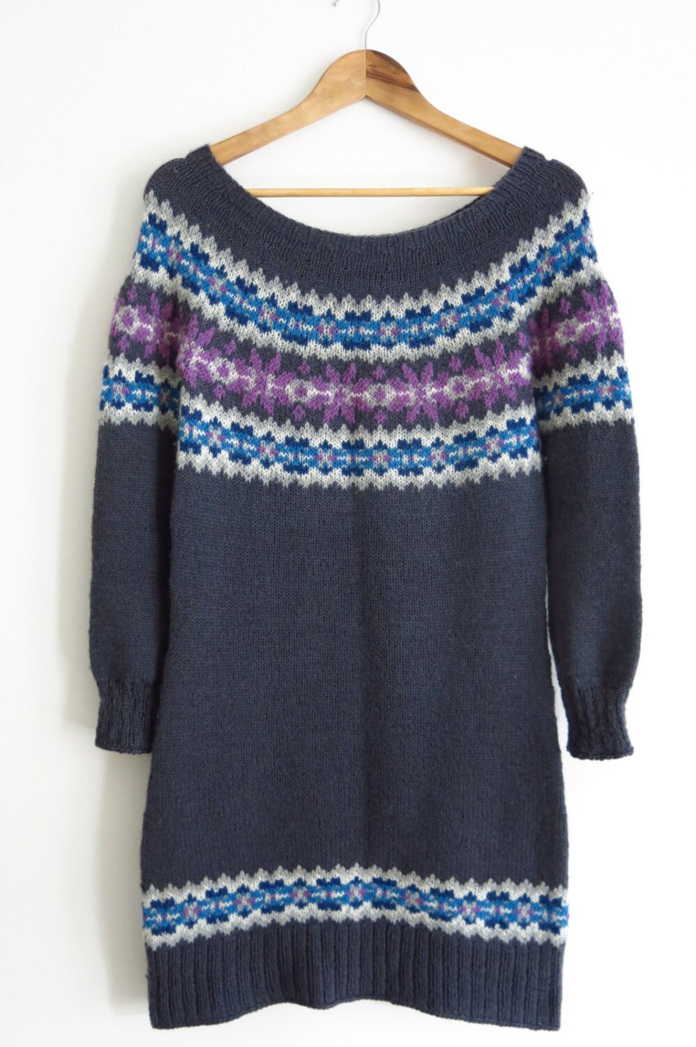 PATTERN Fairisle Sweater Dress Knitting Pattern PDF / Knitted Dress