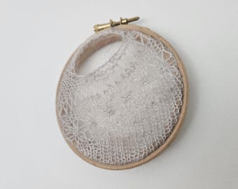 PATTERN Tiny Hoop 1 / knit lace hoop art pattern / knitted lace textile art tutorial / lacy knitting wall decor pattern pdf