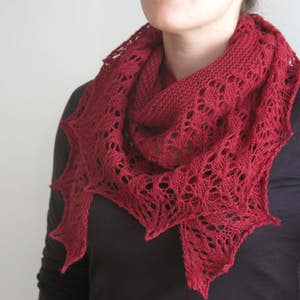 Red Lace Shawl Knitting Pattern/Lacy Wrap Knitting Pattern/Sock Yarn Shawl/Lacy Knit Scarf Pattern