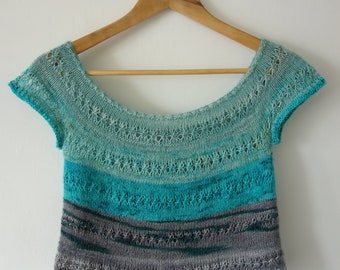 PATTERN cropped tee knitting pattern / lace crop top handknit / lace t-shirt knitting pattern / knit cropped sweater