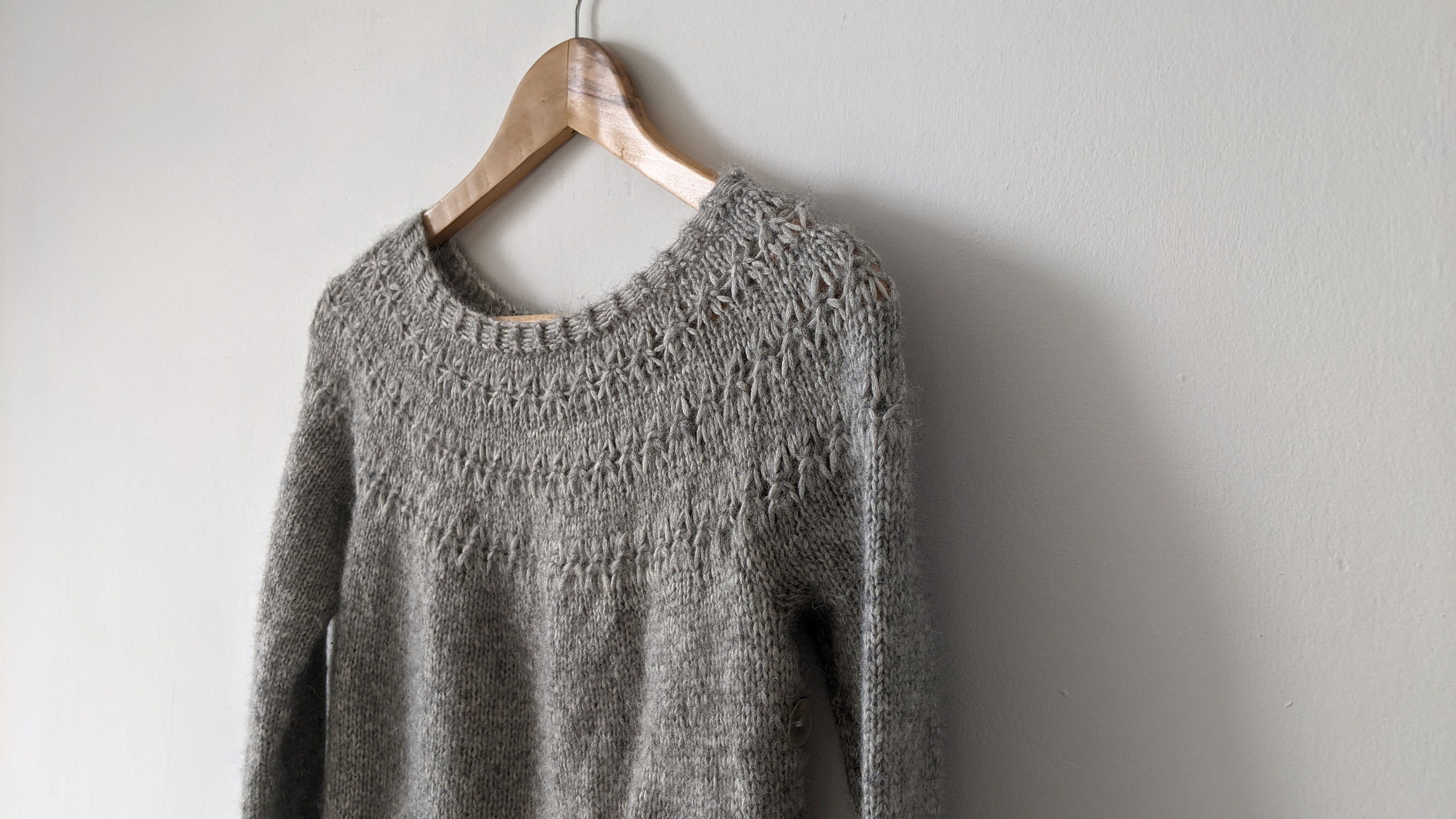 PATTERN Aran Weight Lace Yoke Sweater Knitting Pattern With