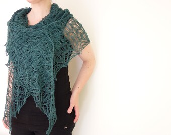 PATTERN leaf lace shawl knitting pattern / fine laceweight wrap with leafy design / lacy scarf knit tutorial