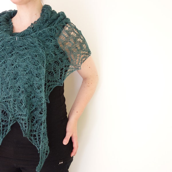 PATTERN leaf lace shawl knitting pattern / fine laceweight wrap with leafy design / lacy scarf knit tutorial