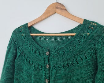 PATTERN lace yoke cardigan knitting pattern pdf/short and long sleeves instructions 4ply cardigan/sweater for sock yarn knit tutorial