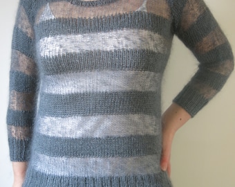 ニット・セーター IONSEOUL Mohair Striped Knit JE050 MOHAIR STRIPE PULLOVER – SUGARHILL TOKYO