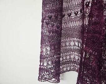 PATTERN heart stitch lace scarf knitting pattern/lacy heart nupp shawl tutorial / laceweight loveheart scarf pattern pdf
