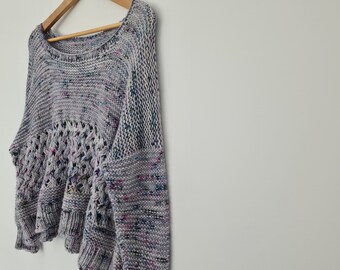 PATTERN oversized cropped cable knit sweater pattern / garter stitch and basketweave cabled pullover tutorial