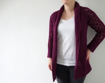 PATTERN lace cardigan knitting pattern / lacy cardigan tutorial / dk knit cardigan
