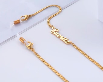 Custom Gold Name Tag Glasses Chain, Bohemian Sunglasses Chain