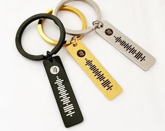 Custom Spotify Code Keychain, Scannable Song Keyring, Personalized Music Lover Gift, Stainless Steel Bar Keychain, Boyfriend Girlfriend Gift