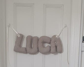 Personalized Baby gift.  Baby's nursery wall hanging. Nursery name banner. Baby Shower. Customised nursery garland. Name Banner.